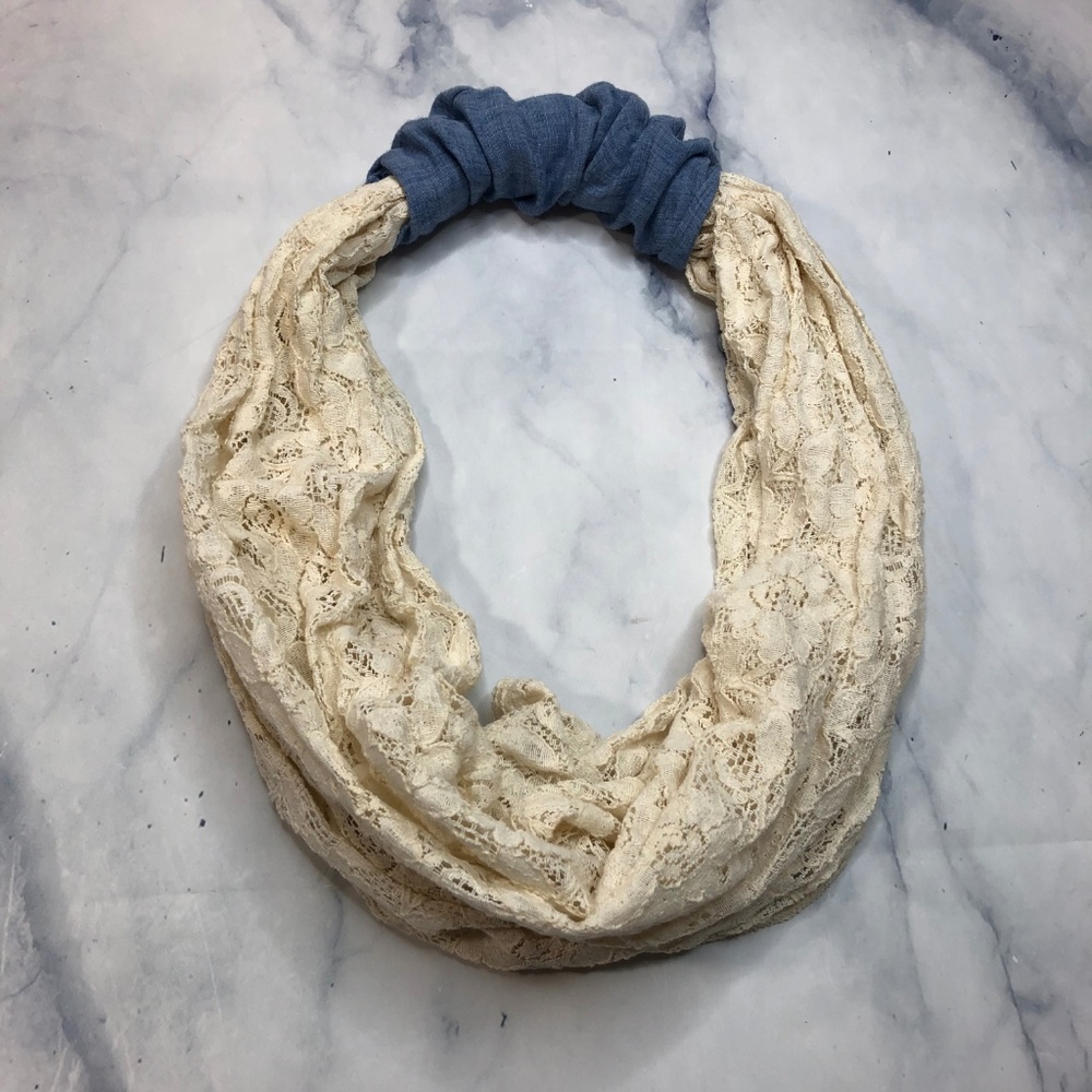 Charming Charlie Cream Floral Lace Infinity Scarf - Picture 5 of 5